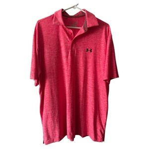 Under Armour Neon Pink Active Polo Shirt Mens  Loose Heatgear size XL
